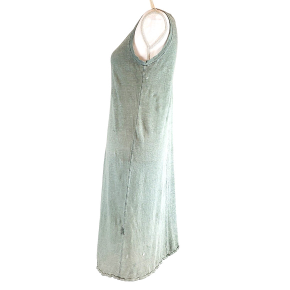 Pete & Greta Women's SIZE S Green Sleeveless Linen Summer Dress Johnny Was FLAW - Picture 2 of 12